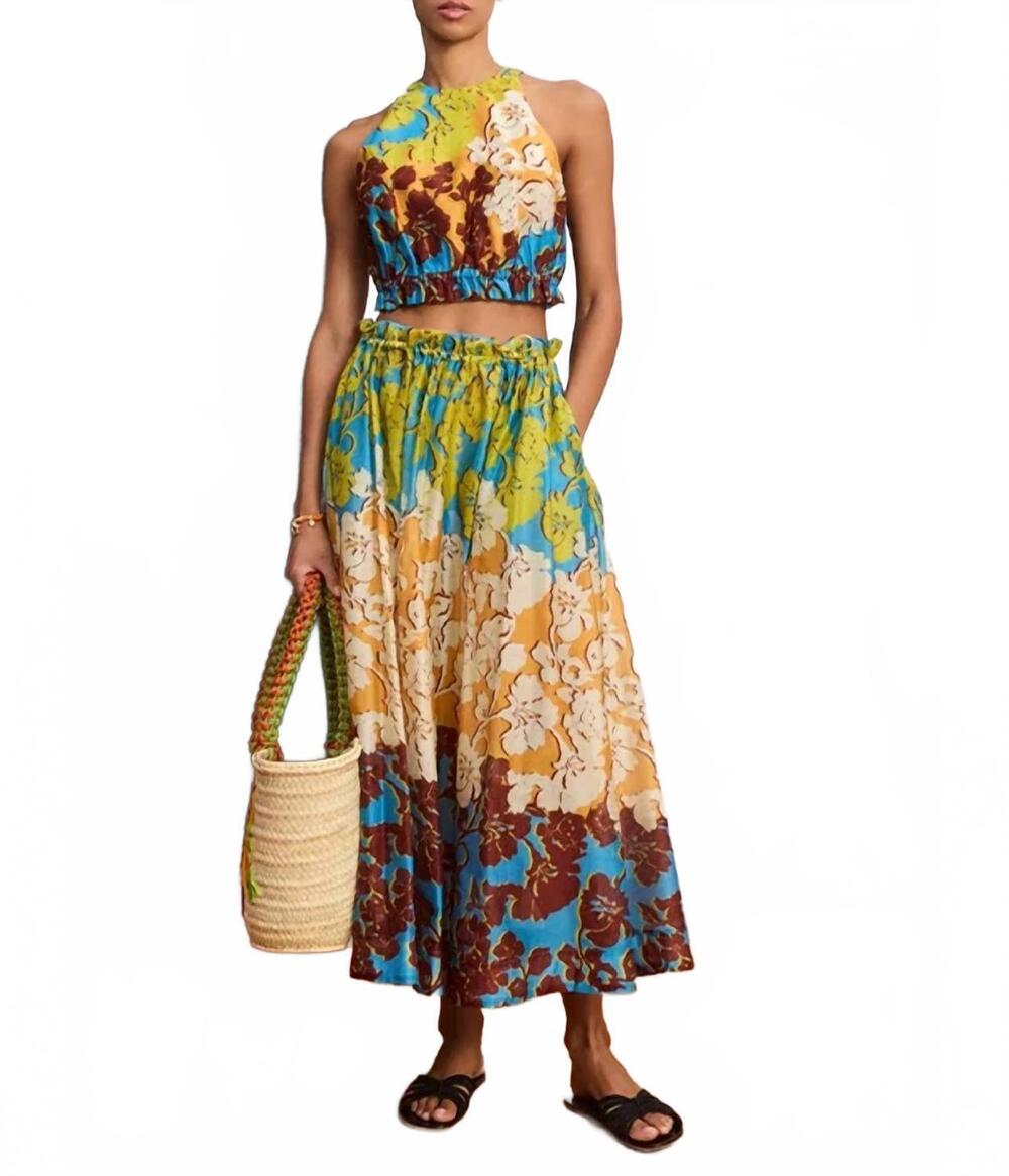 NEW ALEMAIS splice top in floral multicolor